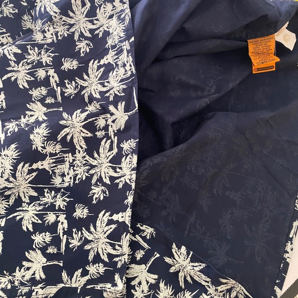 Tailor Vintage Luxe Performance Palm Tree Shirt Navy White XXL Airotec Stretch - Picture 9 of 9
